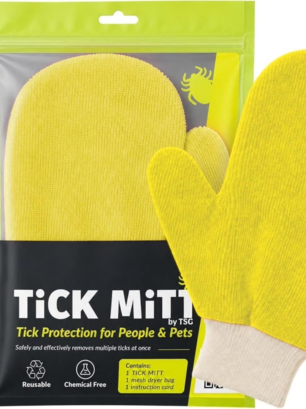 Tick Removal Mitt - Yellow Brand New